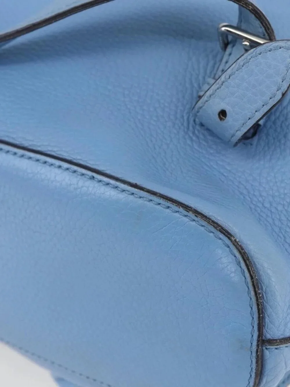 GUCCI Bamboo Backpack Leather Light Blue Silver 370833 Auth BA9273V